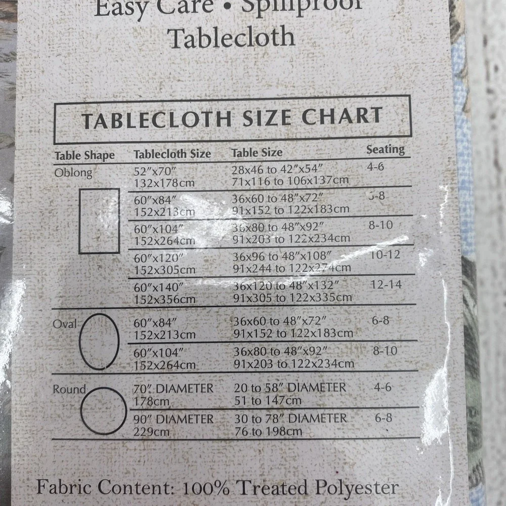 Benson Mills Calm Country Tablecloth 60x104 Blue Sunflowers Bluebirds Easy Care